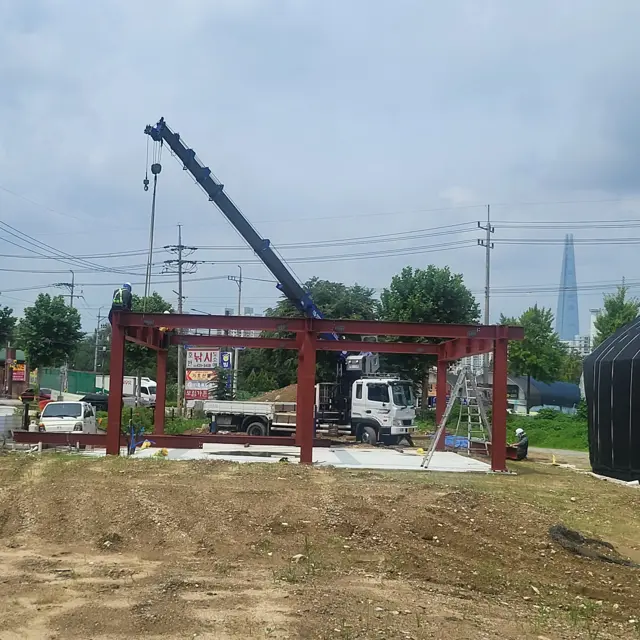 크레인 철골 세우기